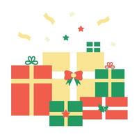 conjunto de presentes de natal. ilustração em vetor de caixas de férias diferentes em fundo branco. design para cartão de saudação de ano novo.
