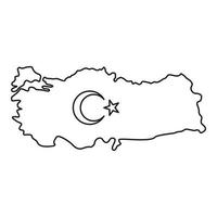 mapa do ícone da Turquia, estilo de estrutura de tópicos vetor