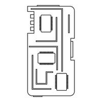 ícone de chip de telefone, estilo de estrutura de tópicos vetor