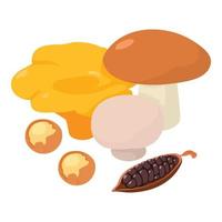 vetor isométrico de ícone de comida de cogumelo. chanterelle porcini e cogumelo champignon