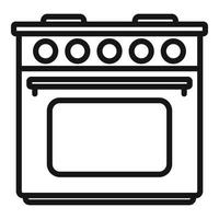 vetor de contorno do ícone do fogão interior. chama de comida