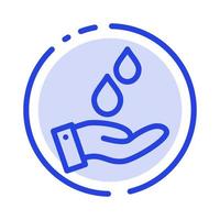 ícone da linha pontilhada azul do poder da energia da água purificada vetor