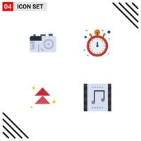 pacote de ícones vetoriais de estoque de 4 sinais e símbolos de linha para a próxima câmera, relógio de bolso, celebração, elementos de design vetoriais editáveis vetor