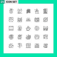 conjunto de 25 símbolos de símbolos de ícones de interface do usuário modernos para código pot trident natureza romance elementos de design de vetores editáveis