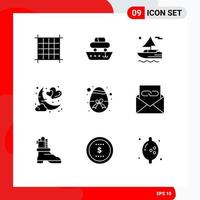 grupo de símbolos de ícone universal de 9 glifos sólidos modernos de navio de noite de páscoa data da lua elementos de design de vetores editáveis