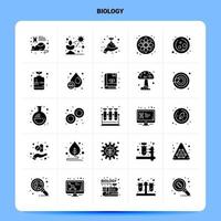 conjunto de ícones de biologia sólida 25 design de estilo de glifo vetorial conjunto de ícones pretos web e design de ideias de negócios móveis ilustração em vetor
