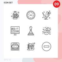 grupo de símbolos de ícone universal de 9 contornos modernos de carro desenvolver elementos de design de vetores editáveis de aplicativo de codificação de decoração