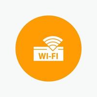 ícone de glifo branco do dispositivo de serviço wi-fi do hotel vetor