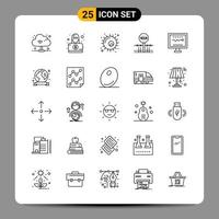 25 sinais de símbolos de contorno de pacote de ícones pretos para designs responsivos em fundo branco. conjunto de 25 ícones. vetor