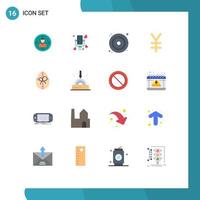 pacote de interface do usuário de 16 cores planas básicas de iene moeda amor disco de vídeo pacote editável de elementos de design de vetores criativos