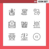 pacote de interface do usuário de 9 contornos básicos de elementos de design de vetores editáveis médicos de presente de caixa