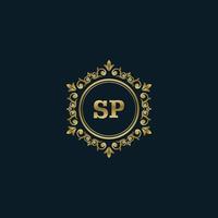 logotipo da letra sp com modelo de ouro de luxo. modelo de vetor de logotipo de elegância.