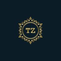 logotipo da letra tz com modelo de ouro de luxo. modelo de vetor de logotipo de elegância.