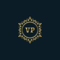 logotipo da carta vp com modelo de ouro de luxo. modelo de vetor de logotipo de elegância.