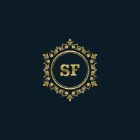 logotipo da letra sf com modelo de ouro de luxo. modelo de vetor de logotipo de elegância.