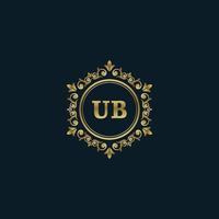 logotipo da letra ub com modelo de ouro de luxo. modelo de vetor de logotipo de elegância.