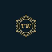 logotipo da letra tw com modelo de ouro de luxo. modelo de vetor de logotipo de elegância.