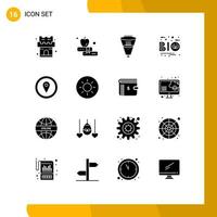 16 ícones criativos, sinais e símbolos modernos de filtragem de folha de localização, natureza, elementos de design de vetores eco editáveis