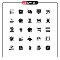 conjunto de 25 sinais de símbolos de ícones modernos da interface do usuário para livro computadores multimídia disco cd elementos de design vetorial editáveis vetor