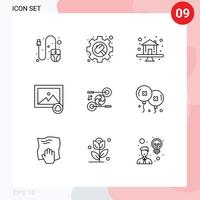 9 ícones criativos, sinais modernos e símbolos de imagem de quebra-cabeça de negócios de marketing, elementos de design de vetores editáveis