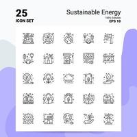 25 conjunto de ícones de energia sustentável 100 eps editáveis 10 arquivos de conceito de logotipo de negócios ideias de design de ícone de linha vetor
