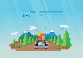 Feliz férias Carpool Vector Ilustração plana
