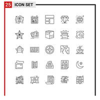 25 ícones criativos sinais e símbolos modernos de elementos de design vetoriais editáveis de joias de bola de basquete de natal vetor