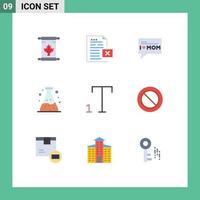 9 símbolos de sinais de cores planas universais de fonte de proibição, poluição de resíduos de escritório, elementos de design de vetores editáveis