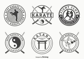 Artes marciais retros e emblemas do vetor do karaté