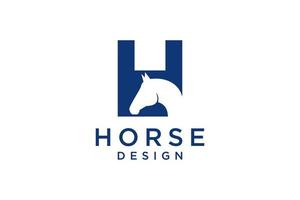 o design do logotipo com a letra inicial h é combinado com um símbolo de cabeça de cavalo moderno e profissional vetor