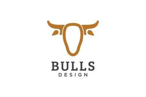 logotipo da letra o, logotipo do touro, logotipo da cabeça do touro, elemento de modelo de design do logotipo do monograma vetor
