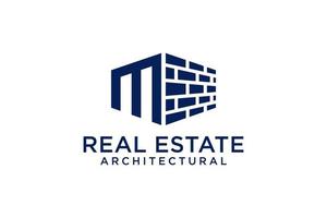 letra m para logotipo de remodelação imobiliária. elemento de modelo de design de logotipo de construção de arquitetura de construção. vetor