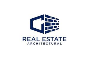 letra c para logotipo de remodelação imobiliária. elemento de modelo de design de logotipo de construção de arquitetura de construção. vetor