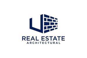letra u para logotipo de remodelação imobiliária. elemento de modelo de design de logotipo de construção de arquitetura de construção. vetor