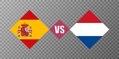 Espanha vs conceito de bandeira holandesa. ilustração vetorial. vetor