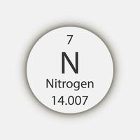 símbolo de nitrogênio. elemento químico da tabela periódica. ilustração vetorial. vetor