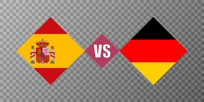 Espanha vs conceito de bandeira da Alemanha. ilustração vetorial. vetor