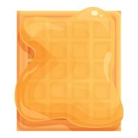 vetor de desenhos animados do ícone de waffle de mel. comida belga