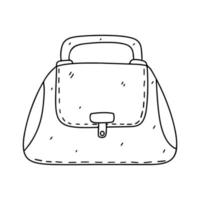 bolsa de mulher estilo doodle desenhado de mãos dadas. bolsa elegante feminina ilustração em vetor moda preto sobre fundo branco.