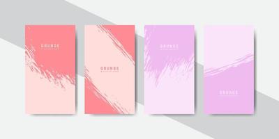 coleção de banners abstratos grunge de cores pastel vermelho e rosa para histórias de modelo de mídia social vetor