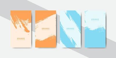 cores pastel laranja e azul coleção de banners grunge abstrato para histórias de modelo de mídia social vetor