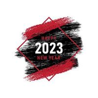 fundo de feliz ano novo de 2023 de cor vermelha com uma pincelada de grunge vetor