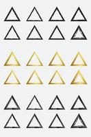 conjunto de armações de borda de triângulo grunge com ouro preto e cor metálica vetor