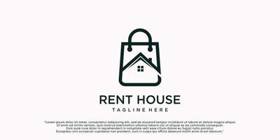 modelo de design de logotipo de aluguel de casa com ícone de bolsa e vetor premium de conceito criativo