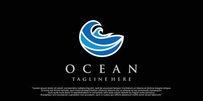 modelo de logotipo do oceano moderno, ilustração de água simples para vetor premium de negócios