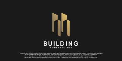 ilustração de design de logotipo de construção para construção de negócios com vetor premium de conceito criativo