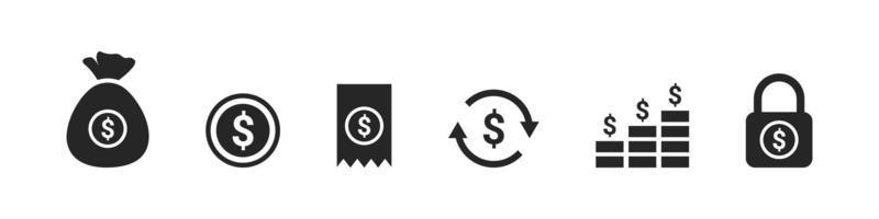 ícones de moeda. ícones do dólar. sinais de dinheiro. ícones financeiros do vetor. ilustração vetorial vetor