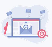 conceito de ilustração de marketing por e-mail .moderno conceito de design plano de design de página da web para site e site móvel. ilustração vetorial vetor