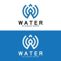 letra inicial w gota água mineral aqua óleo líquido design de logotipo moderno azul vetor