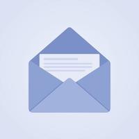 envelope de e-mail com espaço em branco aberto. isolado no fundo azul. ilustração para boletins informativos por e-mail e web vetor